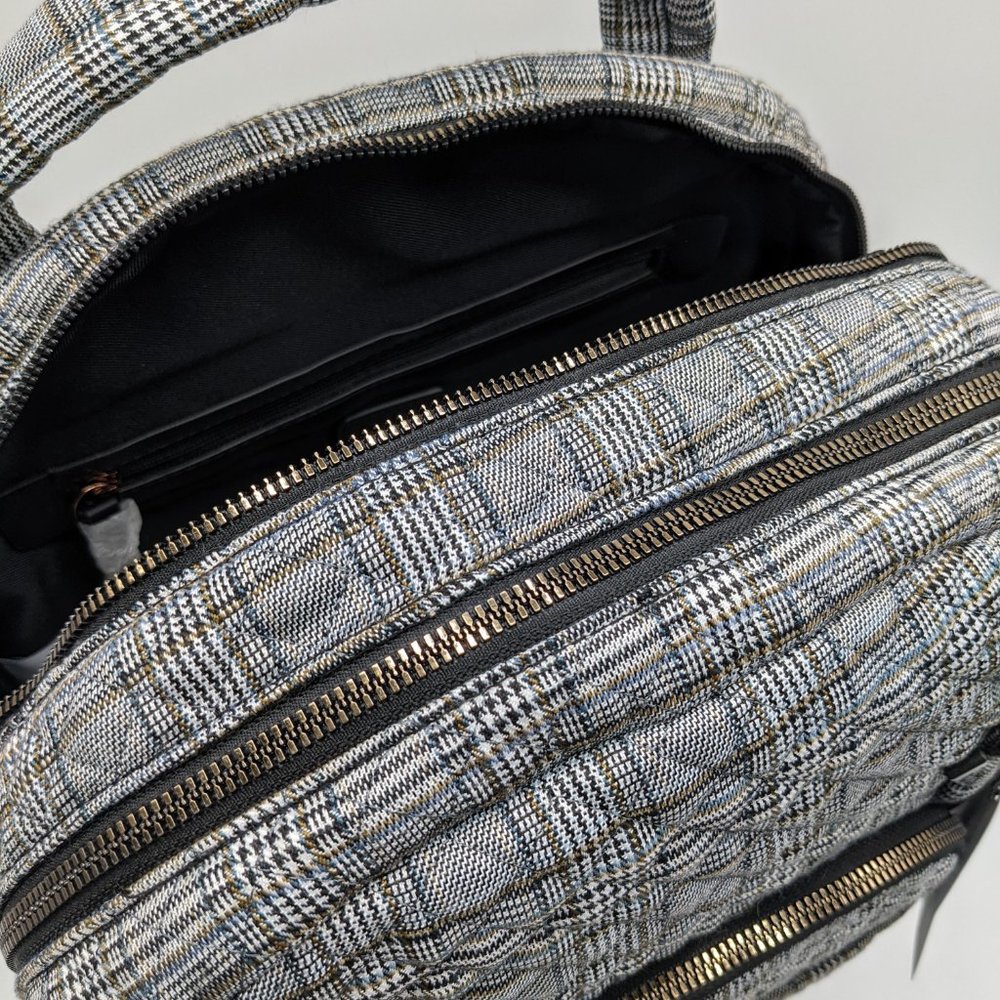 NATURALIZER quilted British Plaid Tech fabric women's backpack -Black/White - Picture 7 of 8